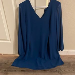 Womens dress, blue, shift dress, v neck